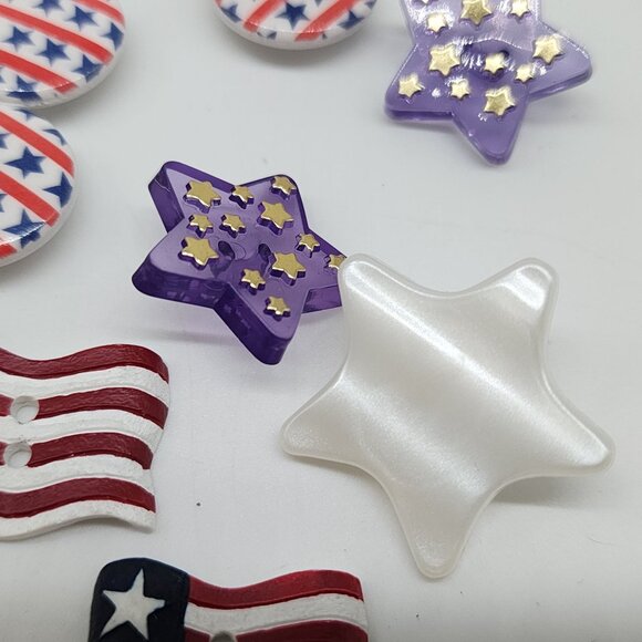 Patriotic Button & Pin Lot of 29Stars Stripes Purple White Gold Accents Crafts - Picture 3 of 5